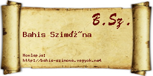 Bahis Szimóna névjegykártya